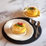3-ingredient mango mousse in a serving glass.