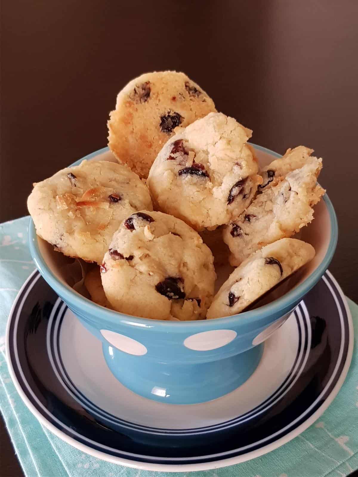 Coconut cranberry cookies with crispy edges and chewy centres